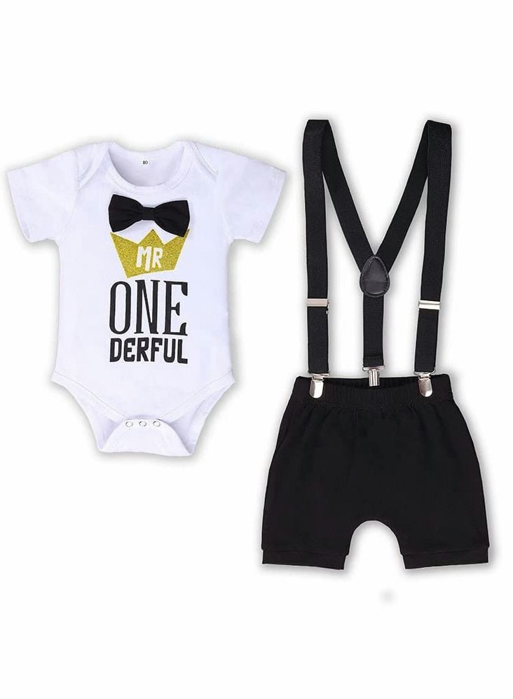 Baby Boys First Birthday Outfit, Size 80 Baby Boy Outfit, Formal Suit Gentleman Romper Bow-tie Pants Outfits Set