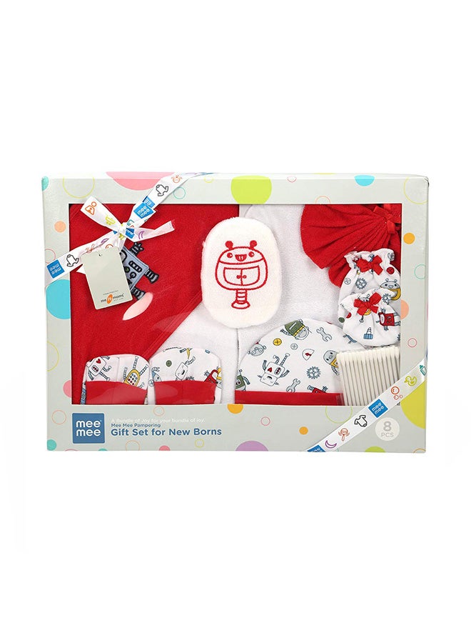 Mee Mee MM-3070C Pampering Gift Set for New Born, Red (8 Pieces)