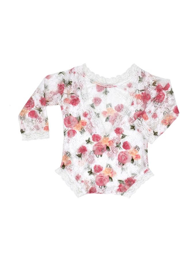 Flower Printed Lace Romper
