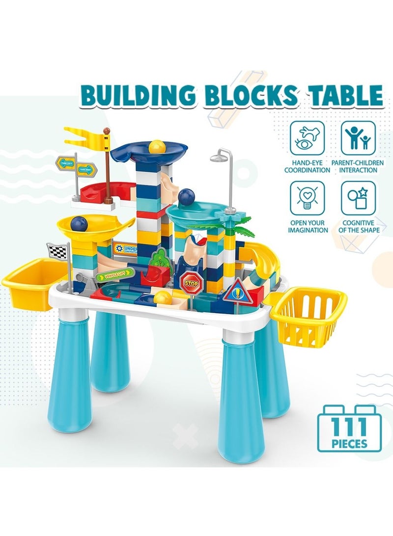 Diy Slide Track Rolling Ball Blocks Table(111Pcs), Stem Series - Multicolor