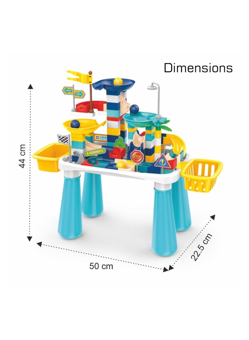 Diy Slide Track Rolling Ball Blocks Table(111Pcs), Stem Series - Multicolor