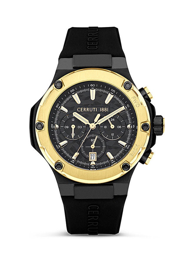 Men's Round Shape Silicone Band Analog Wrist Watch CIWGQ2224306 - 44 mm - Black