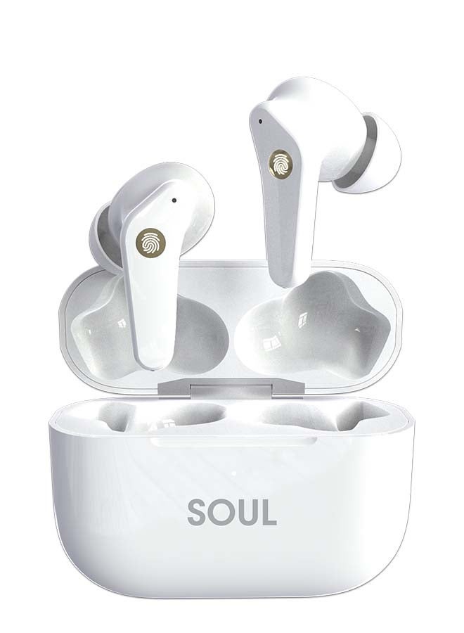 Soul 4PRO with Active Noice Cancellation, Dual Mics, Wireless Earbuds Bluetooth 5.1, IPX5 Splash & Sweat Resistance, Google & Siri support, compatible with Apple iPhone, Samsung White