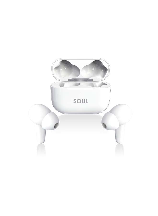 Soul 4PRO with Active Noice Cancellation, Dual Mics, Wireless Earbuds Bluetooth 5.1, IPX5 Splash & Sweat Resistance, Google & Siri support, compatible with Apple iPhone, Samsung White