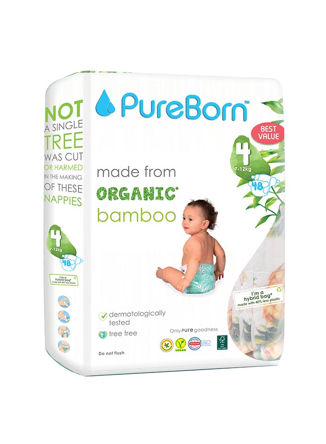 Organic Bamboo Baby Diapers, Size 4, 7 - 12 Kg, 48 Count - Daisys
