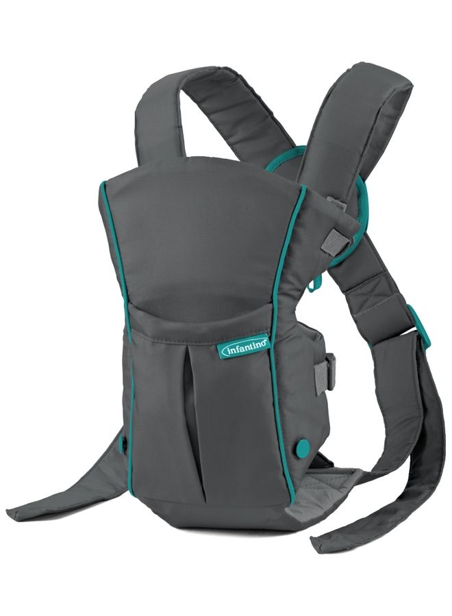 Swift Classic Carrier with Pocket - 2 Ways to Carry Grey Carrier with Wonder Bib And Essentials Storage Front Pocket, Adjustable Back Strap, Inward And Outward Facing, Easy to Clean Material