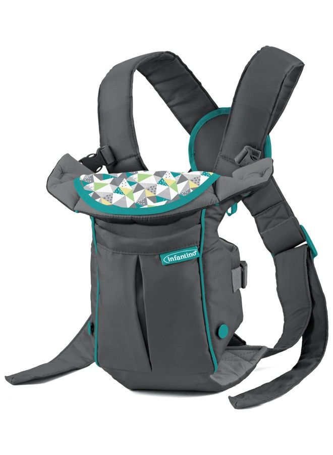 Swift Classic Carrier with Pocket - 2 Ways to Carry Grey Carrier with Wonder Bib And Essentials Storage Front Pocket, Adjustable Back Strap, Inward And Outward Facing, Easy to Clean Material