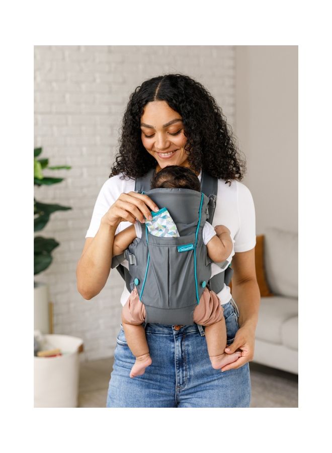 Swift Classic Carrier with Pocket - 2 Ways to Carry Grey Carrier with Wonder Bib And Essentials Storage Front Pocket, Adjustable Back Strap, Inward And Outward Facing, Easy to Clean Material