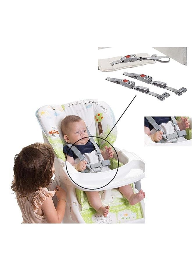 Kit Auto Baby Safety (Only Safety Belt) Adjustable Belt, Strap Buckle, Universalt, 3-Point Harness, Baby/Infant/Toodler From 0 To 10 Kg - White