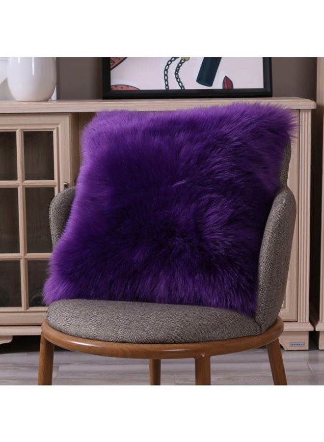 Plush Sofa Cushion Wool Purple 45 x 45cm
