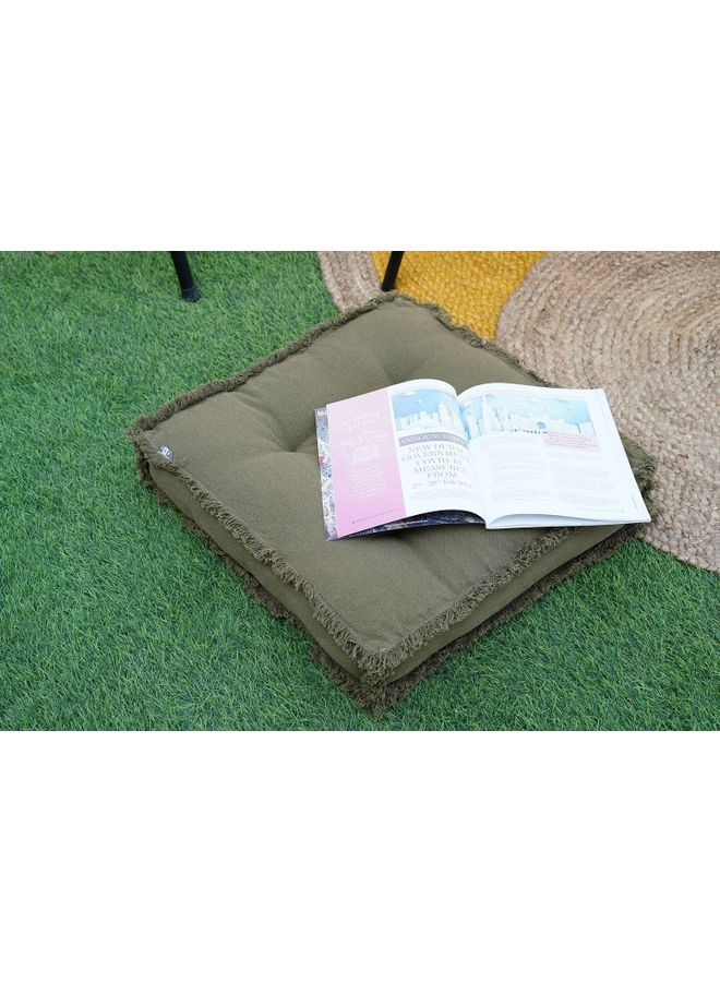 Serenity Fringed Floor Cushion Combination Multicolour 50x50x10cm