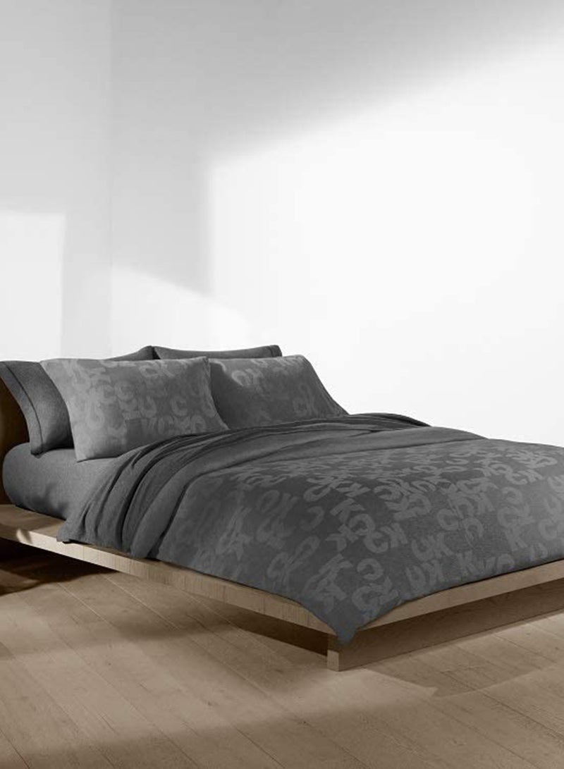 Duvet Cover - With , Comforter 220X200 Cm, - For King Size Mattress - Dark Grey - Combination Dark Grey