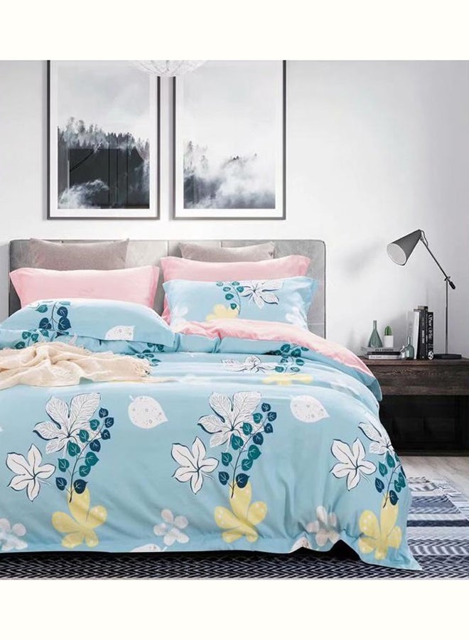 6-Piece King Size Fitted Bed Sheet Duvet Cover Set Includes 1xFitted Bedsheet 200x200+30cm, 1xDuvet/Bed Cover 220x240 cm, 2xPillowcase 55x80cm, 2xCushion Case 45x70cm Cotton Multicolour