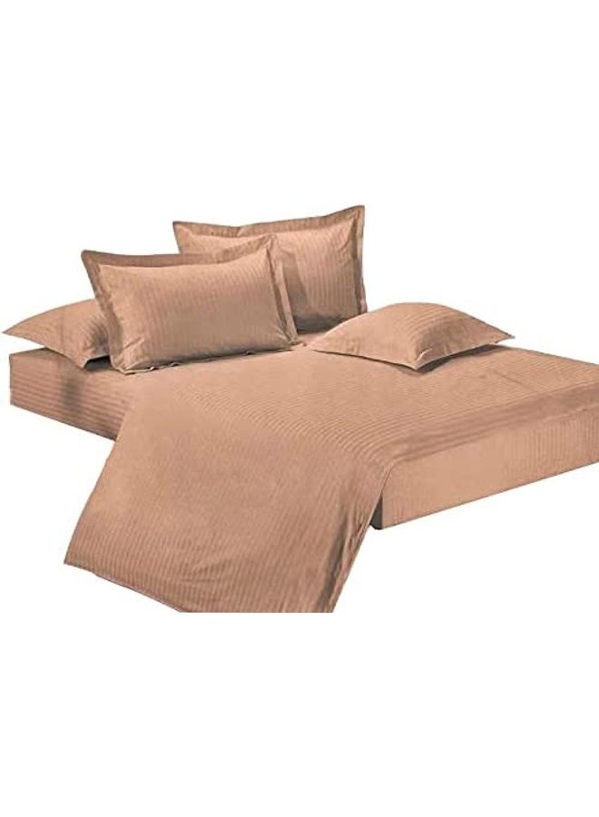 6-Piece Double Size Duvet Cover Set Cotton Blend Brown