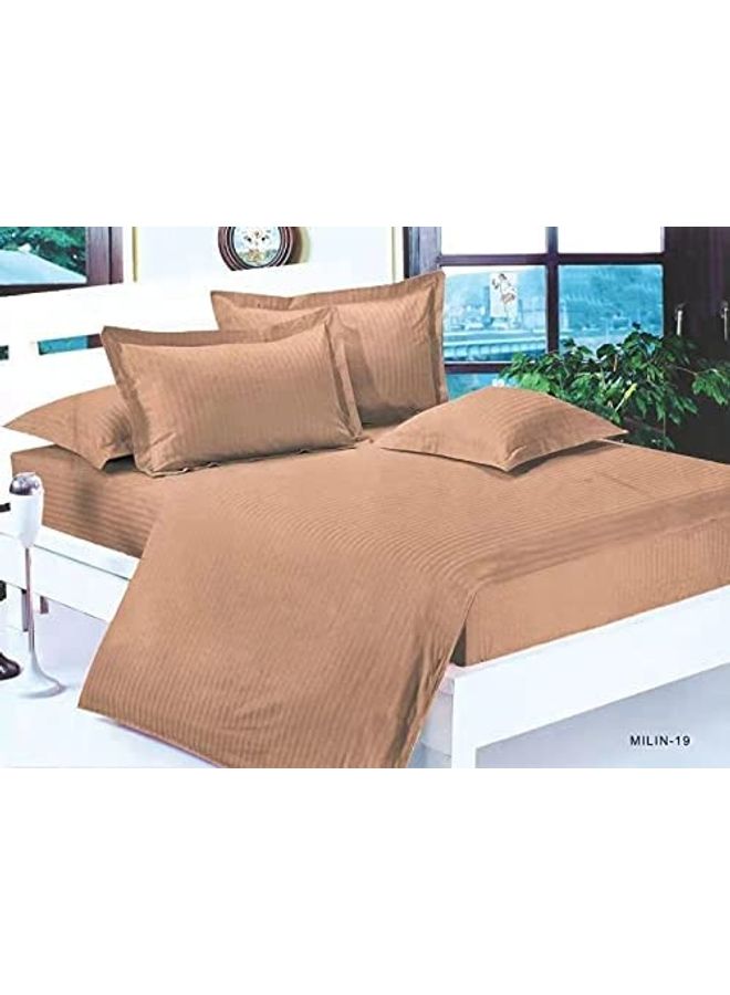 6-Piece Double Size Duvet Cover Set Cotton Blend Brown