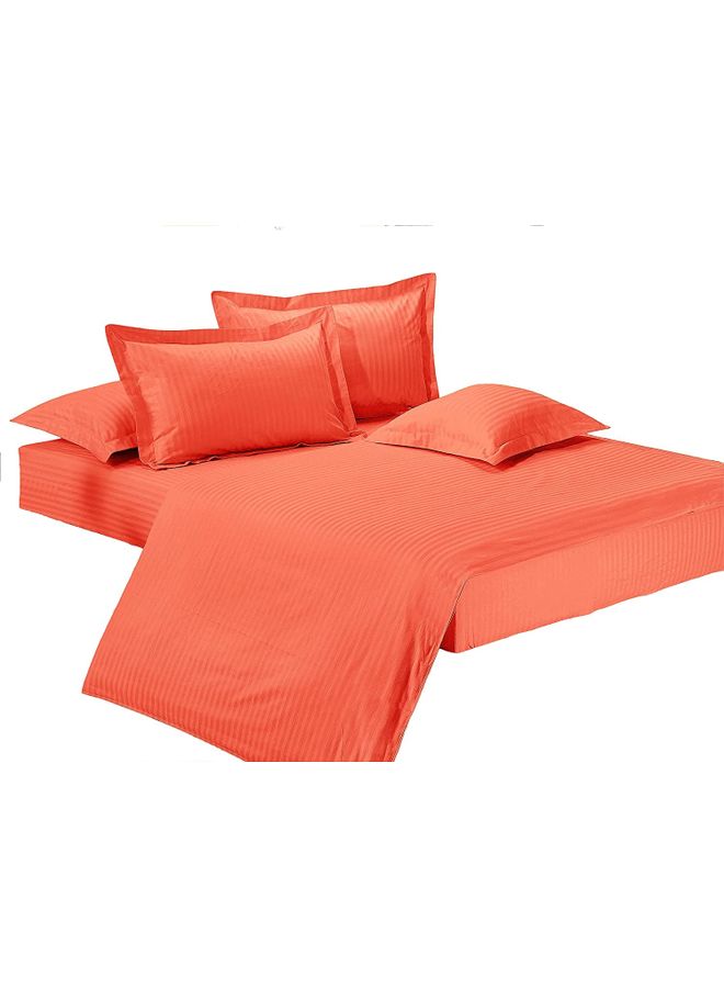 6-Piece Double Size Duvet Cover Set Cotton Blend Orange