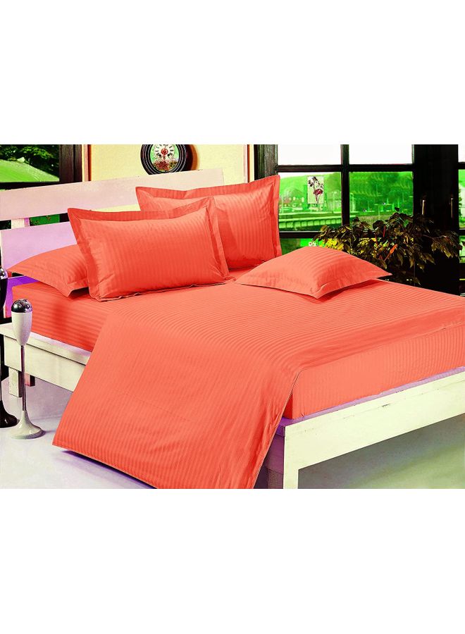 6-Piece Double Size Duvet Cover Set Cotton Blend Orange