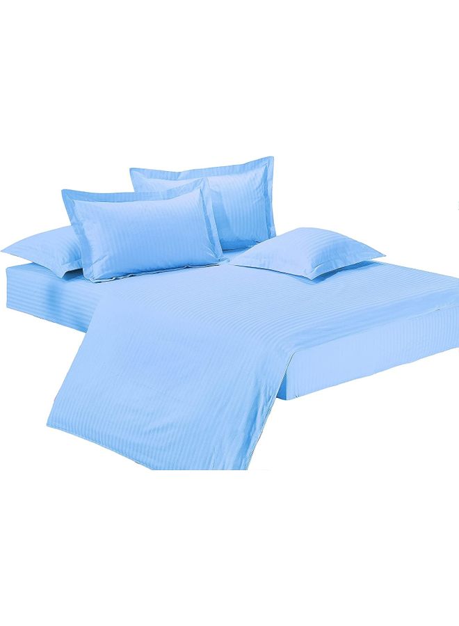 6-Piece Double Size Duvet Cover Set Cotton Blend Blue