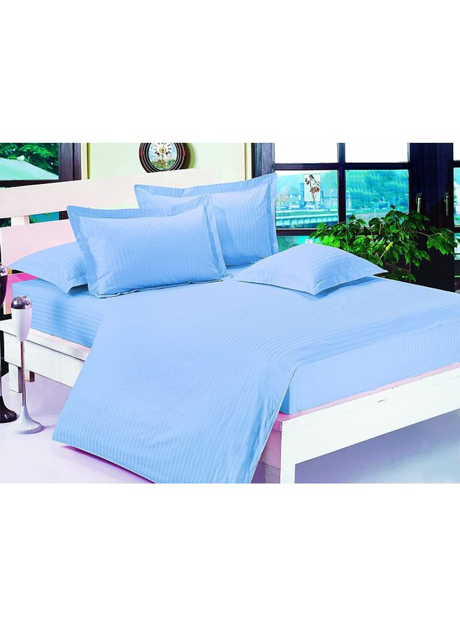 6-Piece Double Size Duvet Cover Set Cotton Blend Blue