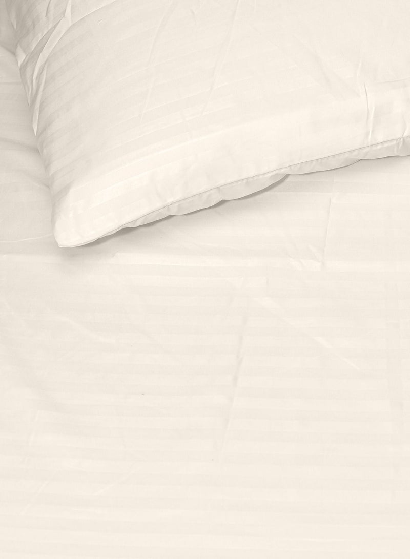 Off White Complete Duvet Cover Set For Single Bed With Fitted Sheet