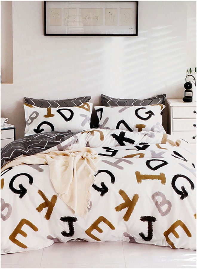 Alphabet On White Duvet Cover Set For Single And Twin Beds