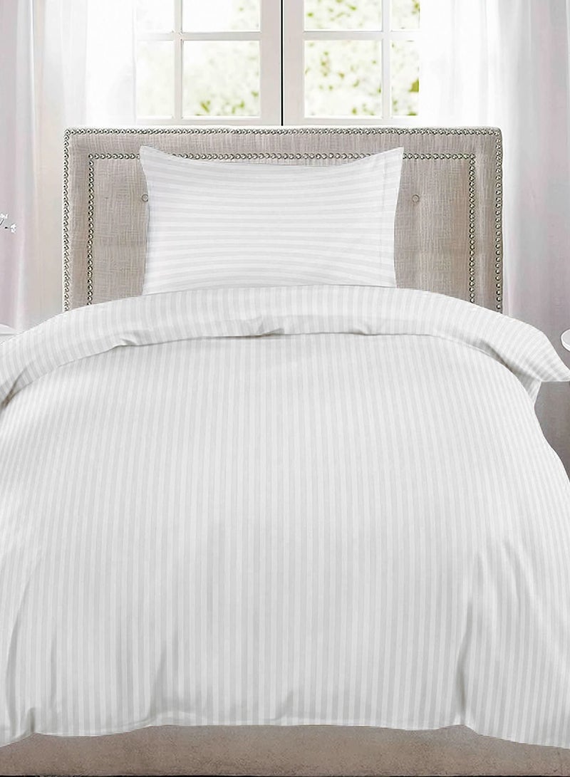 White Complete Duvet Cover Set For Single Bed With Fitted Sheet