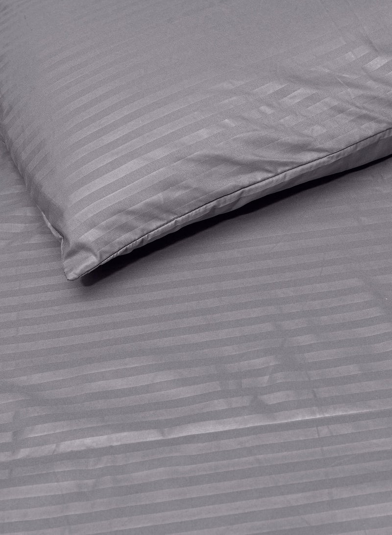 Grey Complete Duvet Cover Set For Single Bed With Fitted Sheet