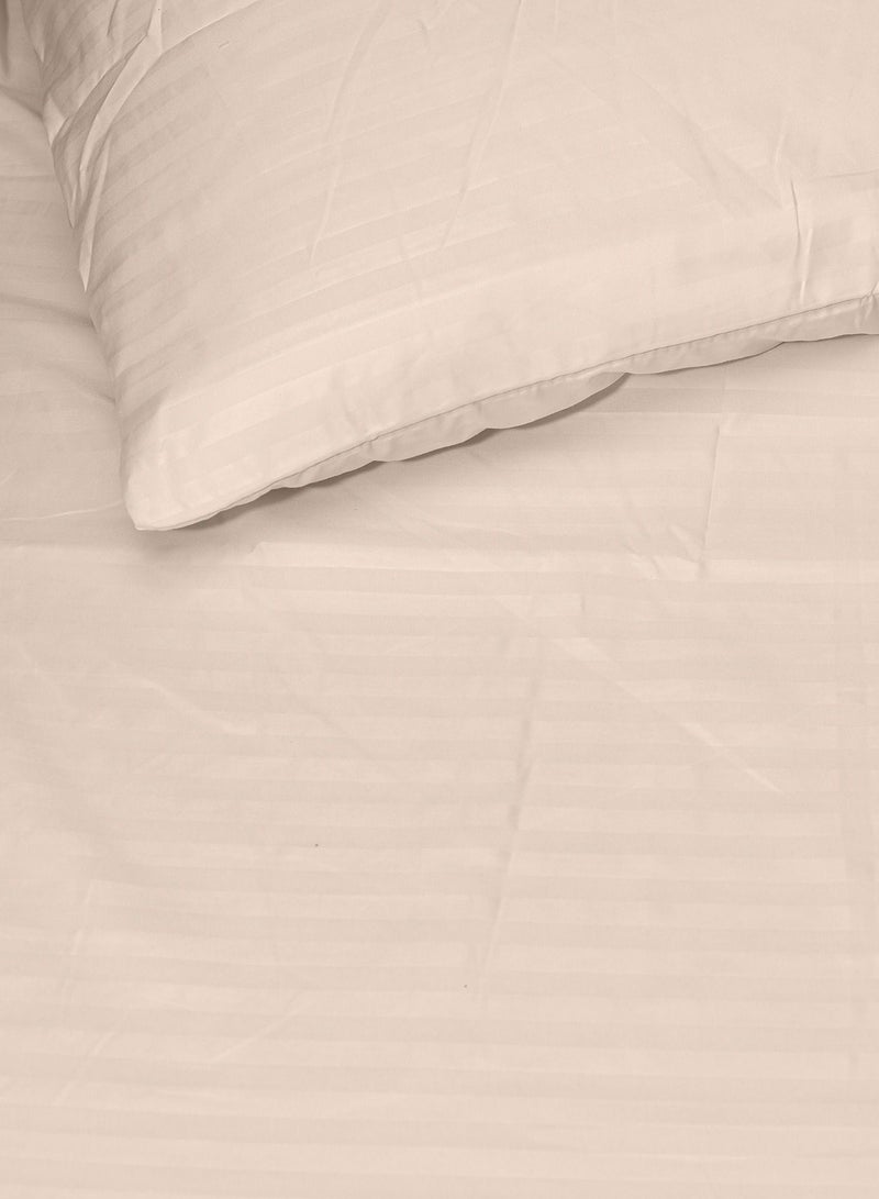 3-Piece Complete Duvet Cover Set For Single Bed With Fitted Sheet Beige