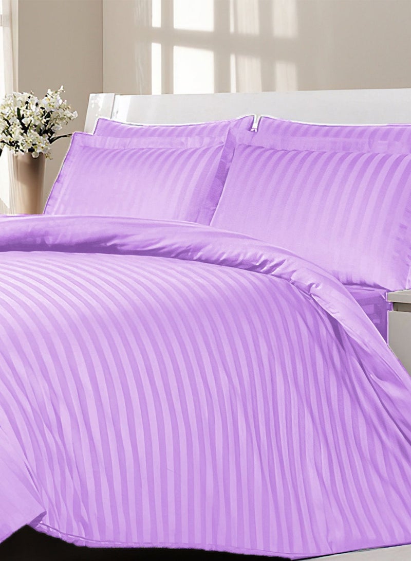 3-Piece Duvet Cover Set For Single Bed With Fitted Sheet Purple