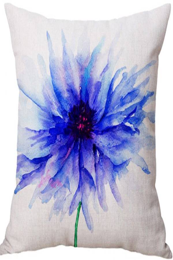 Flower Printed Cushion linen Beige/Blue/Green