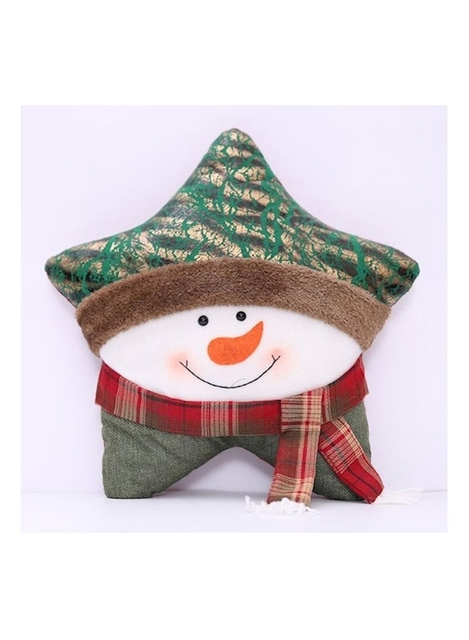 Snowman Five Star Pillow Green/Red/White 40cm