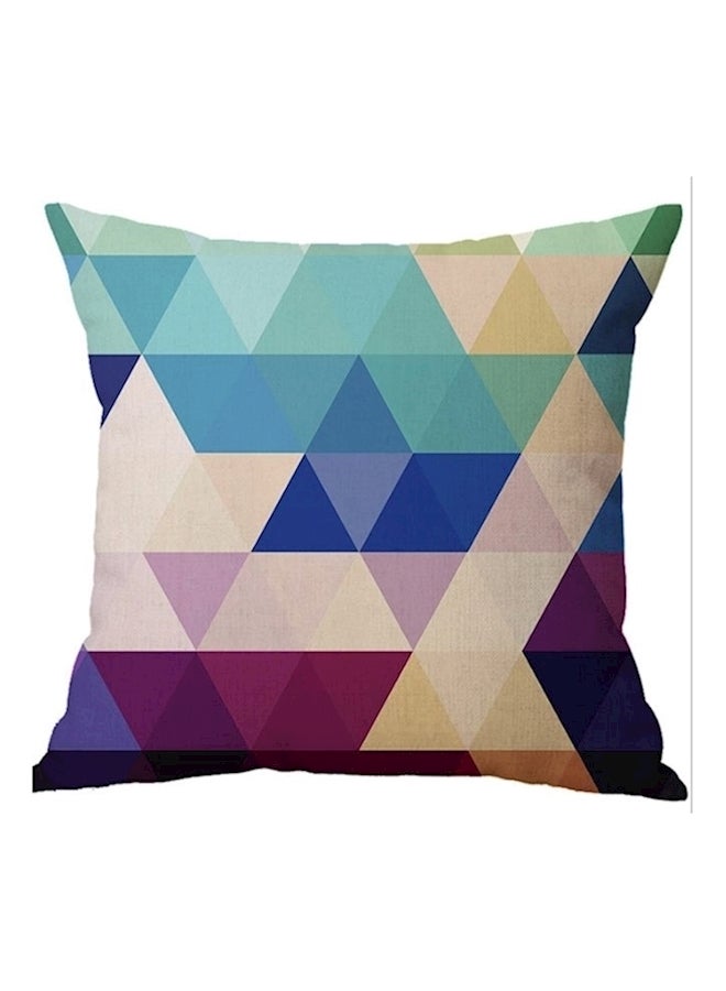 Geometric Printed Cushion linen Beige/Blue/Blue
