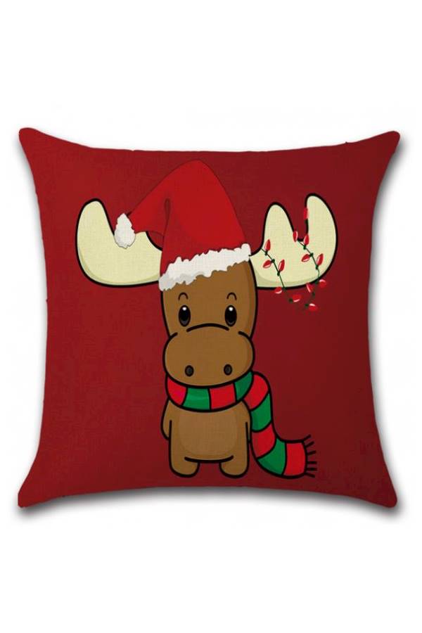 New Year Theme Printed Pillow cotton Red/Brown/Green
