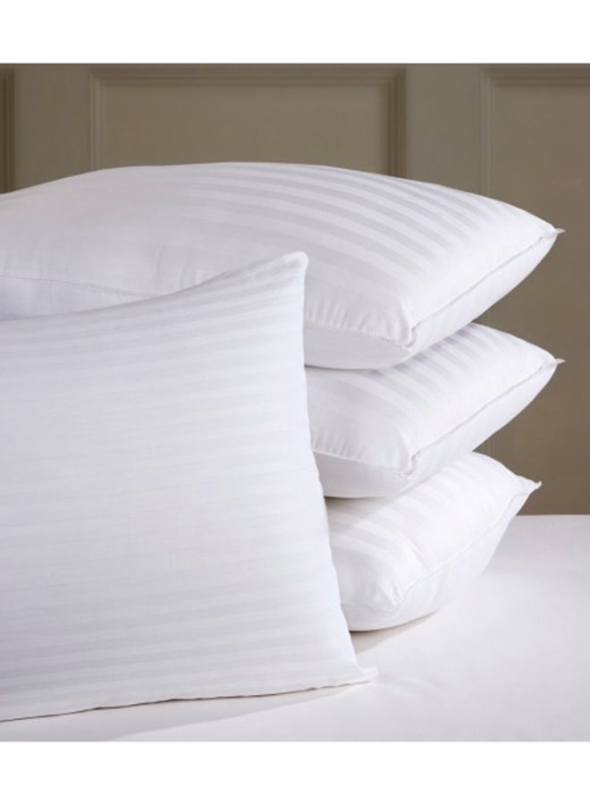 4-Piece Stripe Hotel Pillow Cotton White