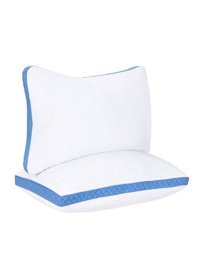 Pack Of 2 Gusseted Quilted Pillow White/Blue Queen