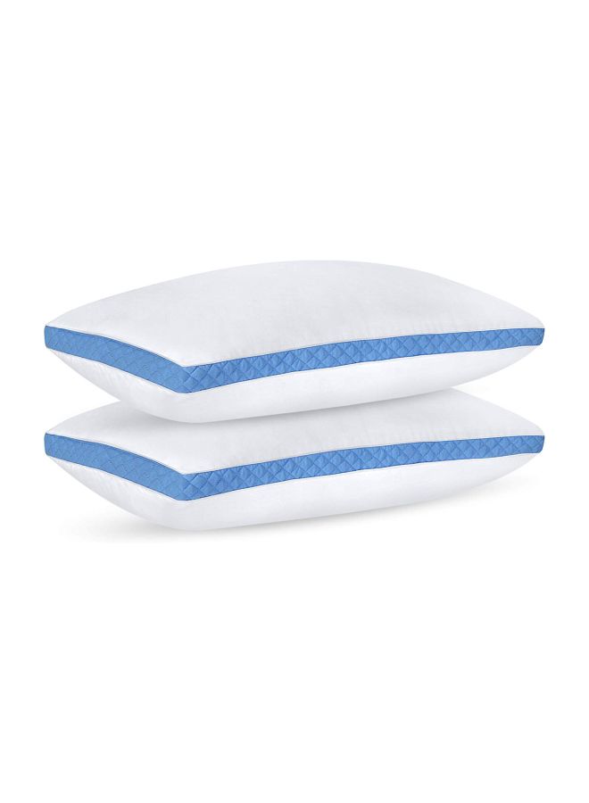 Pack Of 2 Gusseted Quilted Pillow White/Blue Queen