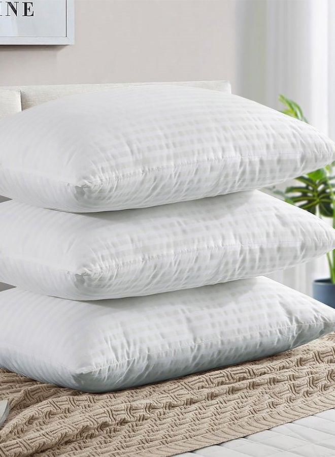 3- Piece Of Comfortable Strip Hotel Pillow Microfiber White 90x50cm