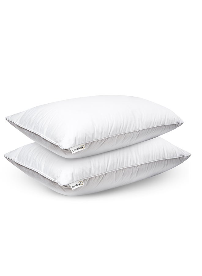 Set of 2-Piece of Soft Hotel Pillow Microfiber White 90 x 50centimeter