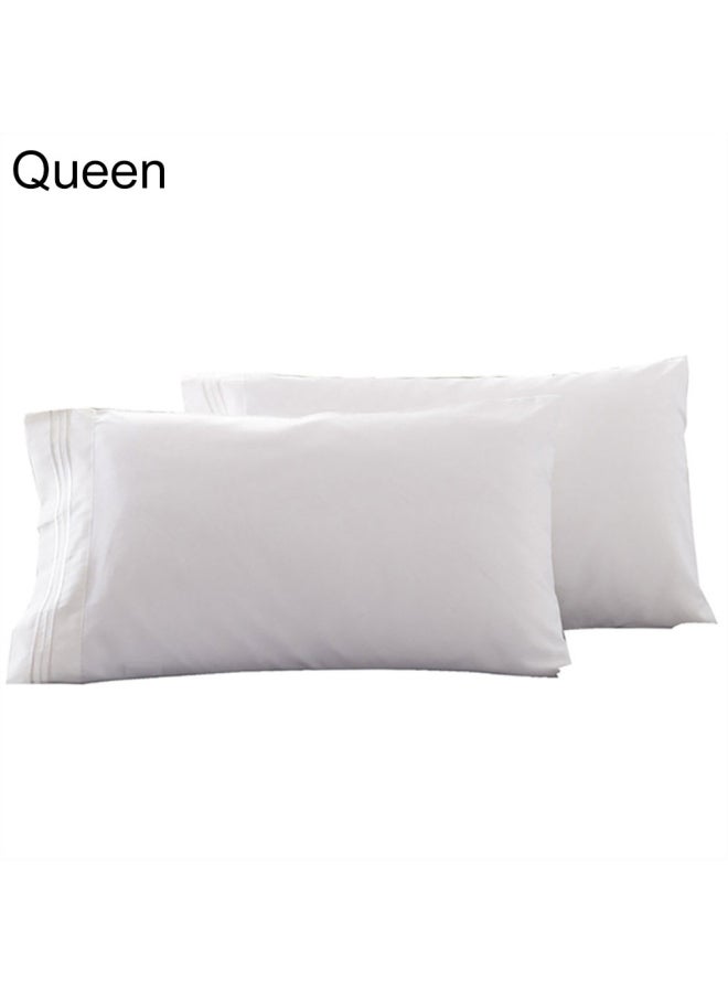 2-Piece Queen Stylish Solid Pillow Cover polyester White 14x11x2cm