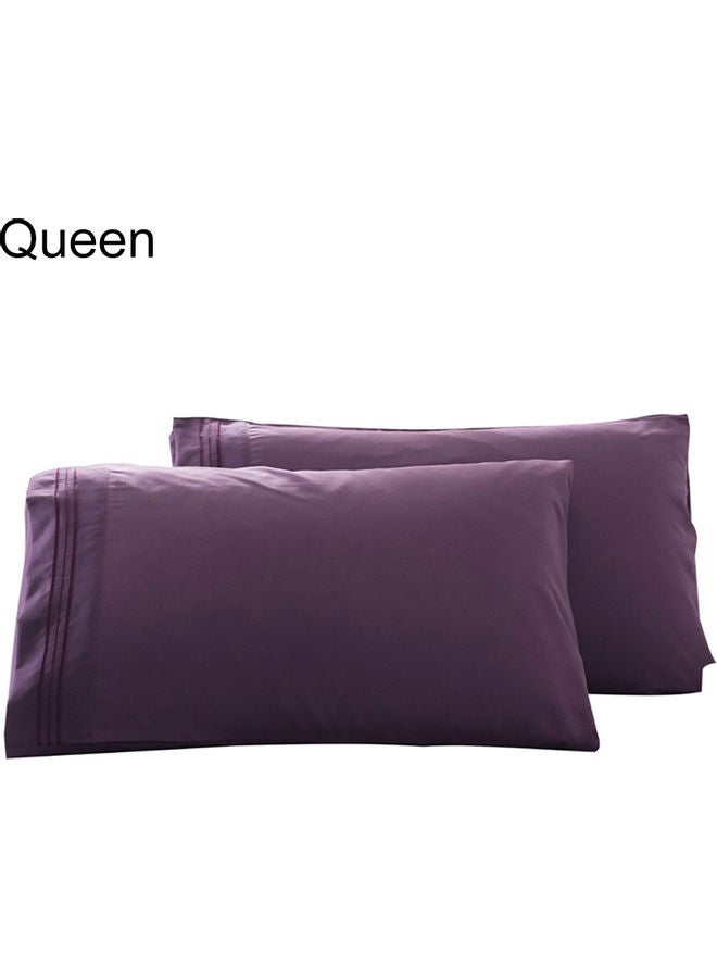 2-Piece Stylish Solid Colour Bed Pillow Case polyester Purple Queen