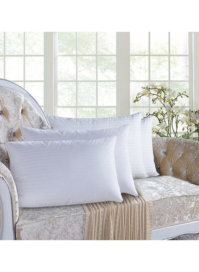 4-Piece Hotel Style Striped Design Pillow Set cotton White 50x75cm