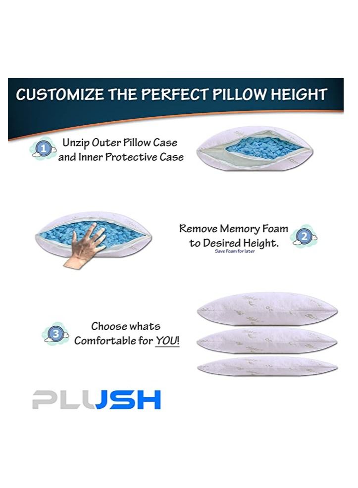 Creative Planet Plush Shredded Memory Foam Pillow for Sleeping (Set of 2)