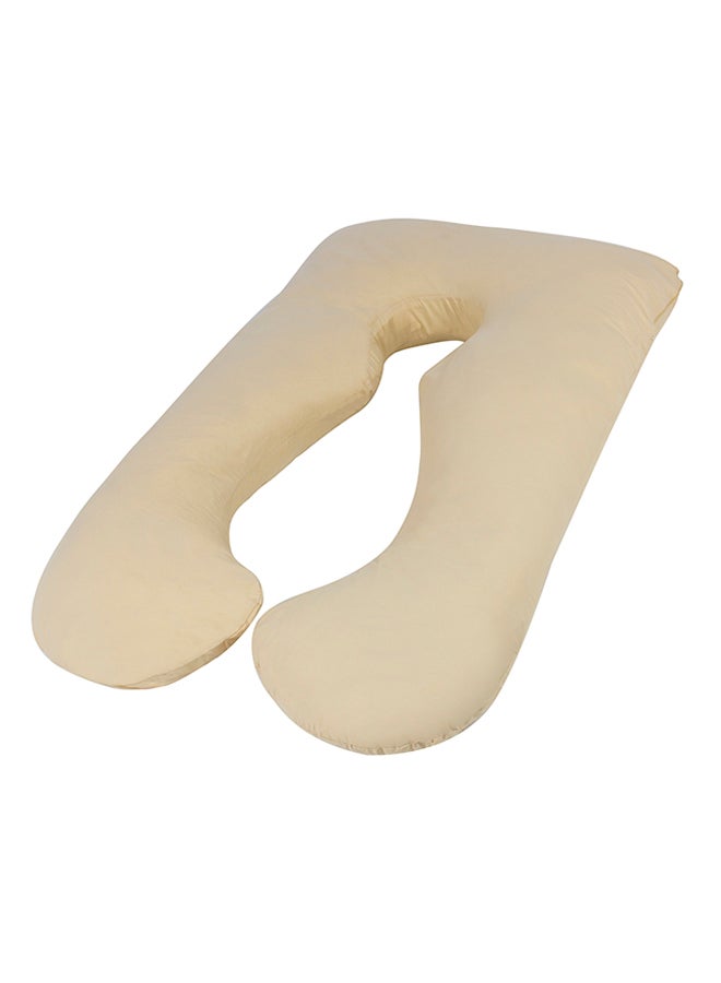 U-Shaped Comfortable Full Body Pregnancy Bed Pillow Cotton Beige
