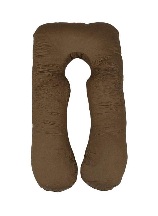 U-Shaped Maternity Pillow Cotton Brown 80x120cm