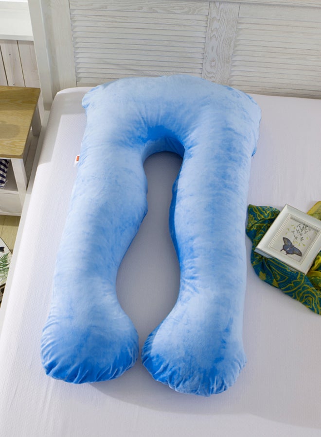 U-Shaped Pregnancy Pillow Cotton Blue 145x80x25cm