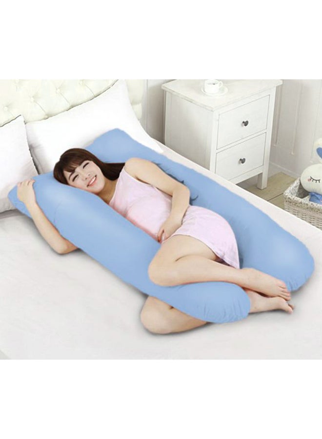 U-Shaped Pregnancy Pillow Cotton Blue 145x80x25cm