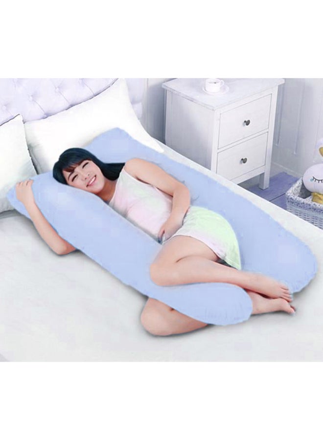 U-Shaped Pregnancy Pillow Cotton Blue 145x80x25centimeter