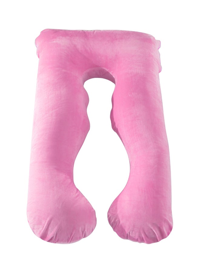 U-Shaped Pregnancy Pillow Cotton Pink 145x80x25cm