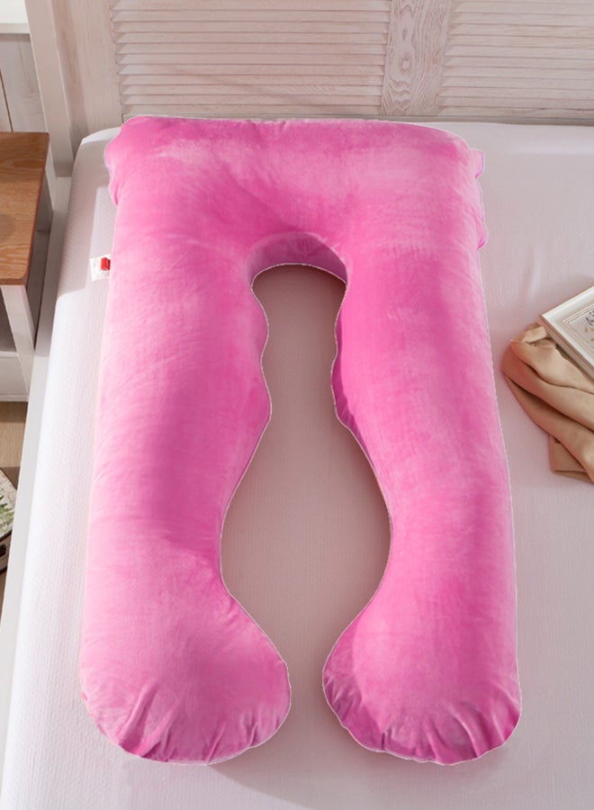 U-Shaped Pregnancy Pillow Cotton Pink 145x80x25cm