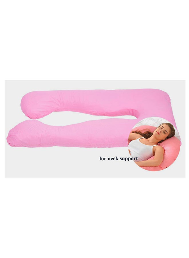 U-Shaped Pregnancy Pillow Cotton Pink 145x80x25cm
